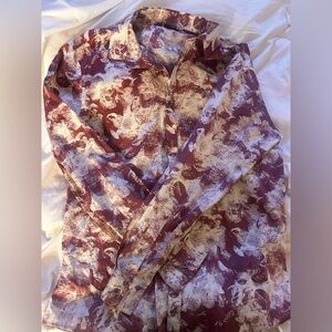 INC International Concepts Burgundy and Cream Casual Shirt